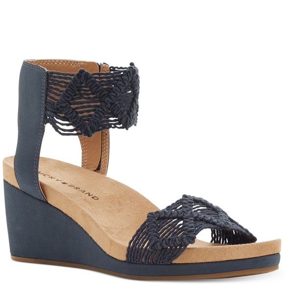 Lucky Brand Shoes - 🆕LUCKY BRAND NAVY MACRAMÉ WEDGES